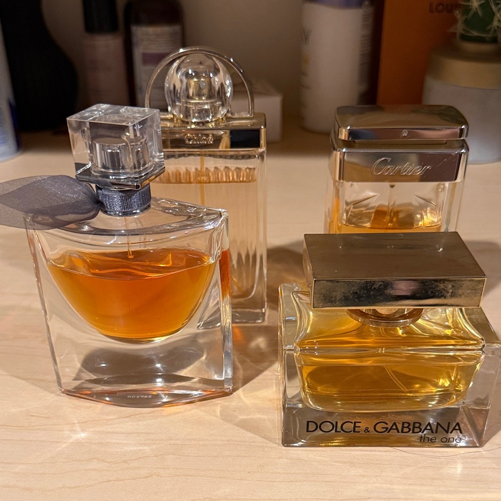 Cartier, Dolce & Gabbana, Cholé and Lancôme La Vie Est Belle Perfumes